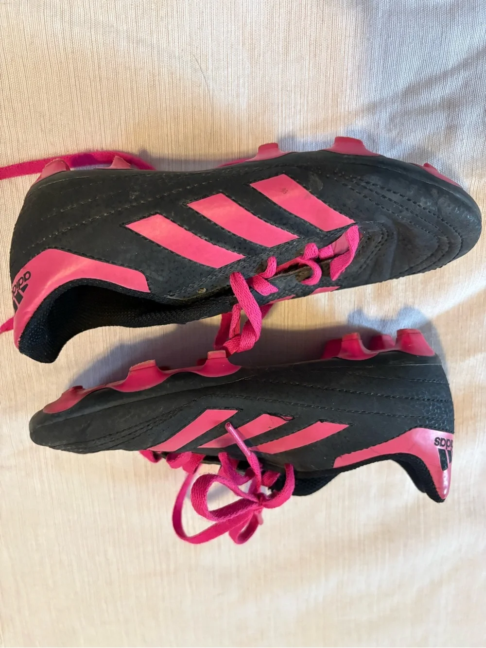 adidas Kids Black and Pink Soccer Cleats